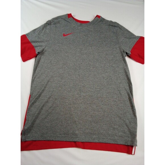 Men's Nike Gray Red Size  Large Short Sleeve T-shirt - Picture 1 of 12